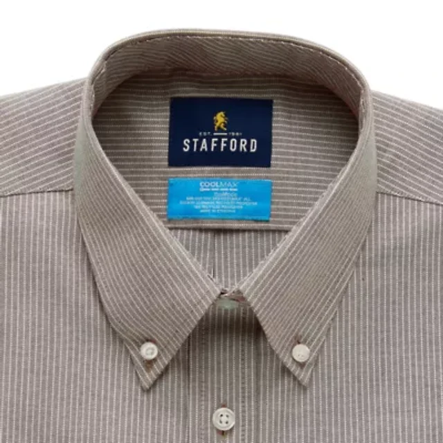 stafford coolmax dress shirts NWT STAFFORD OXFORD COOLMAX LONG SLEEVE DRESS SHIRT Pink Ground Grid
