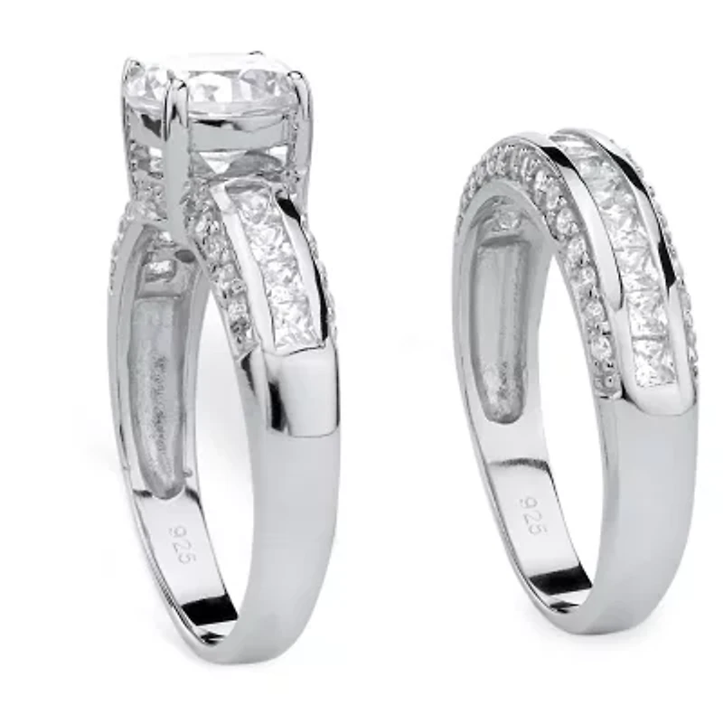 DiamonArt® Womens / CT. T.W. White Cubic Zirconia Platinum Over Silver Bridal Set