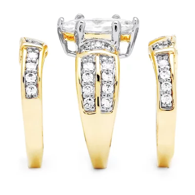 DiamonArt® Womens CT. T.W. White Cubic Zirconia 18K Gold Over Silver Bridal Set