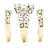 DiamonArt® Womens CT. T.W. White Cubic Zirconia 18K Gold Over Silver Bridal Set