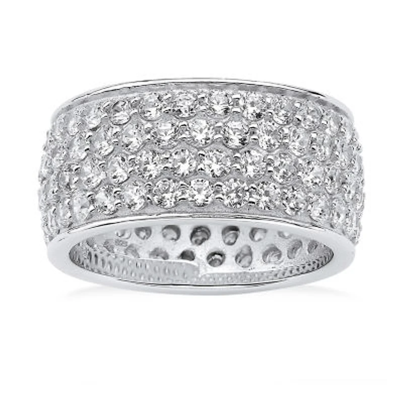 Womens 9M 3 1/4 CT. T.W. Cubic Zirconia Platinum Over Silver Band