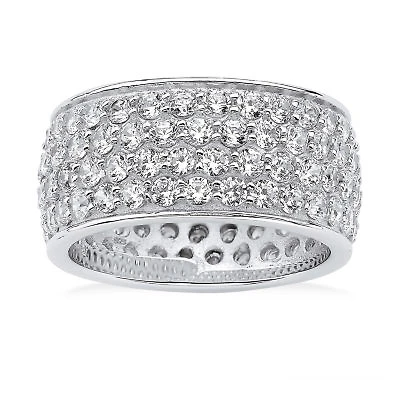 Womens 9M 3 1/4 CT. T.W. Cubic Zirconia Platinum Over Silver Band