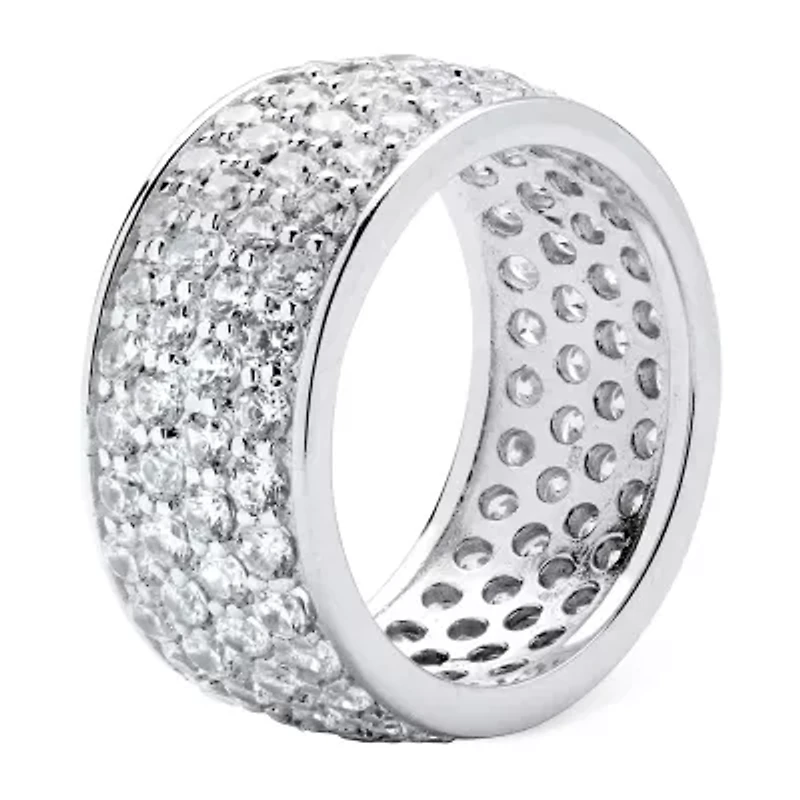 Womens 9M 3 1/4 CT. T.W. Cubic Zirconia Platinum Over Silver Band