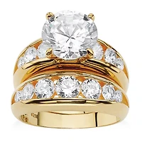 DiamonArt® Womens White Cubic Zirconia 14K Gold Over Silver Bridal Set
