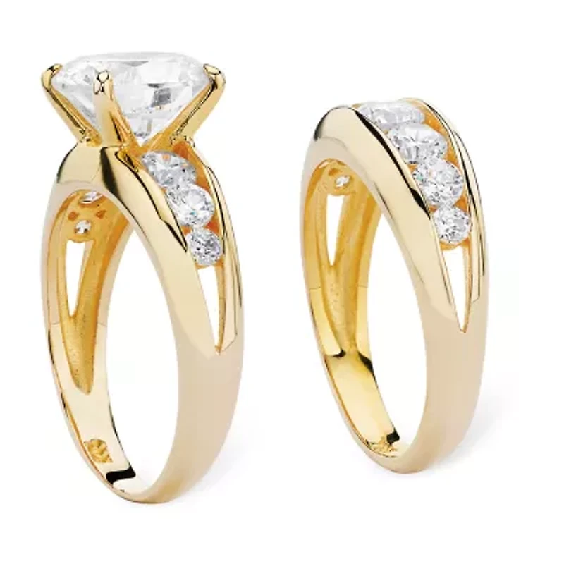 DiamonArt® Womens White Cubic Zirconia 14K Gold Over Silver Bridal Set