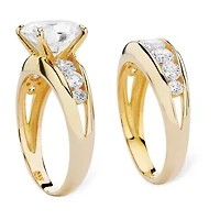 DiamonArt® Womens White Cubic Zirconia 14K Gold Over Silver Bridal Set