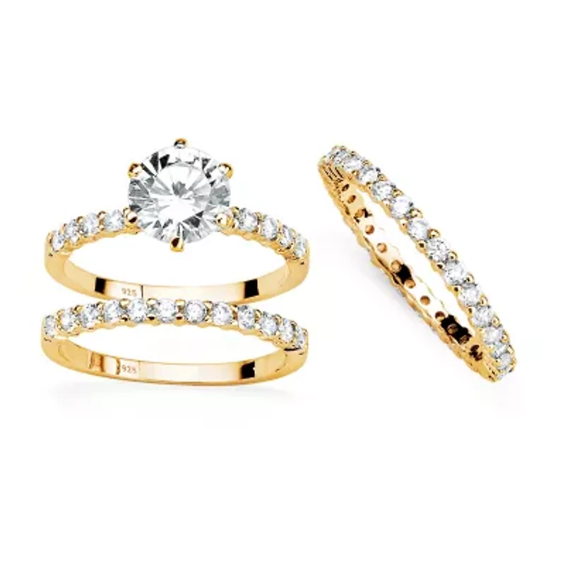 Womens 3 3/4 CT. T.W. Cubic Zirconia 14K Gold Over Silver Bridal Set