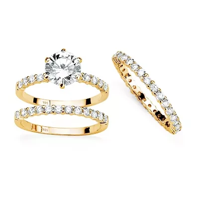 Womens 3 3/4 CT. T.W. Cubic Zirconia 14K Gold Over Silver Bridal Set