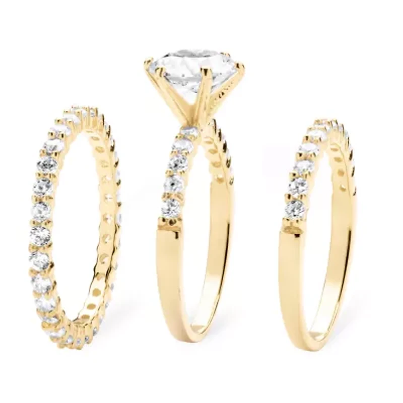 Womens 3 3/4 CT. T.W. Cubic Zirconia 14K Gold Over Silver Bridal Set
