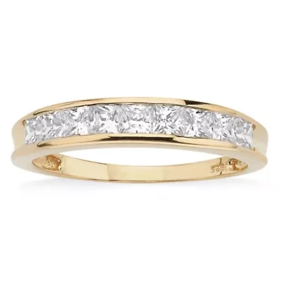 DiamonArt® 2MM / CT. T.W. White Cubic Zirconia 18K Gold Over Silver Band