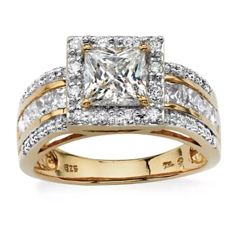 DiamonArt® Womens 2 1/ CT. T.W. White Cubic Zirconia 18K Gold Over Silver Engagement Ring