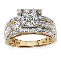 DiamonArt® Womens 2 1/ CT. T.W. White Cubic Zirconia 18K Gold Over Silver Engagement Ring