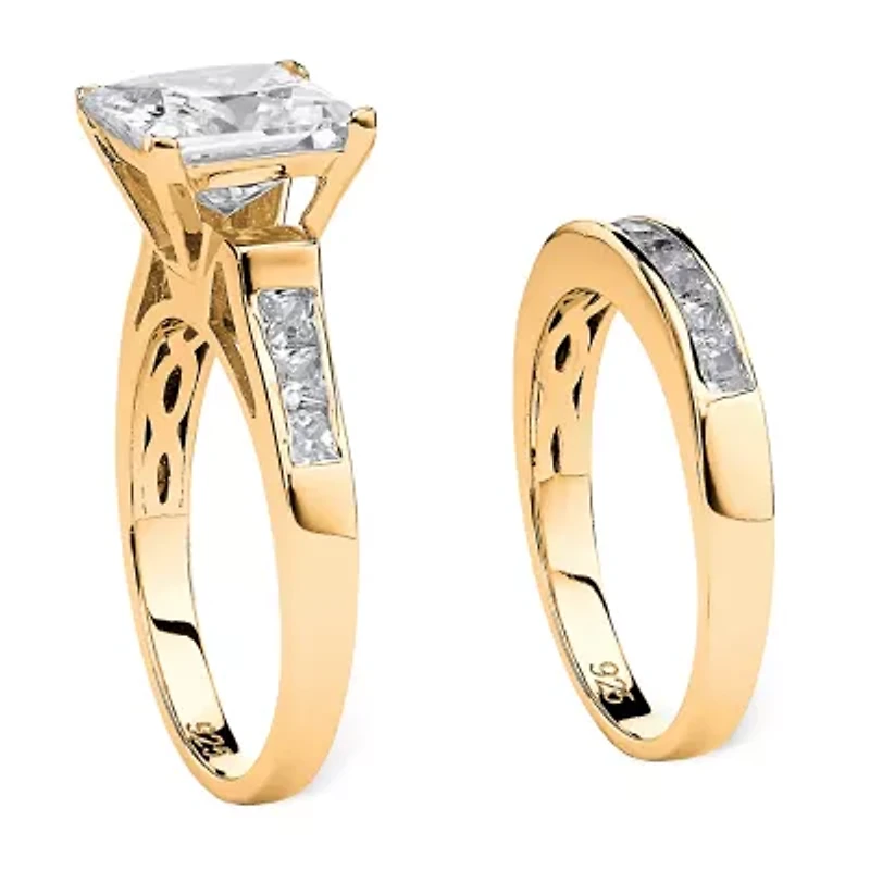 DiamonArt® Womens 2 3/4 CT. T.W. White Cubic Zirconia 14K Gold Over Silver Bridal Set
