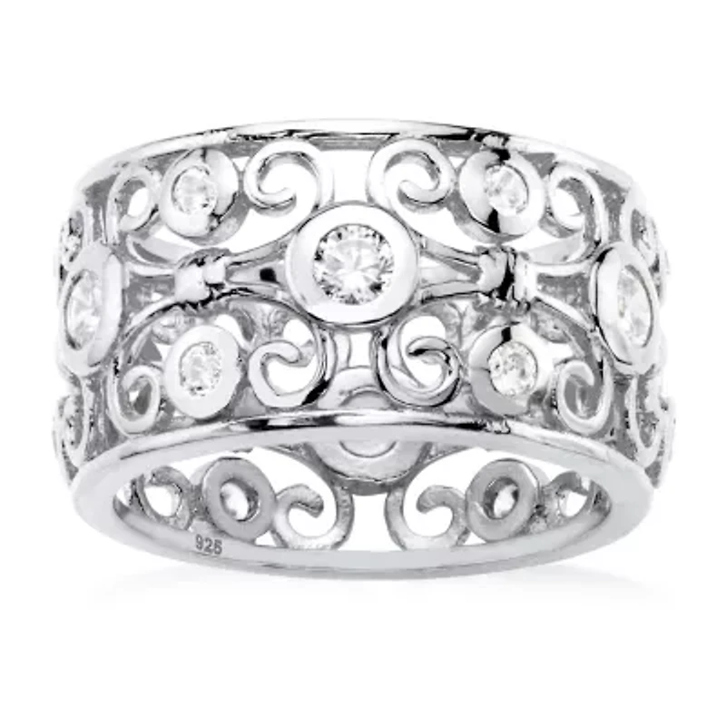 DiamonArt® Womens CT. T.W. White Cubic Zirconia Sterling Silver Cocktail Ring