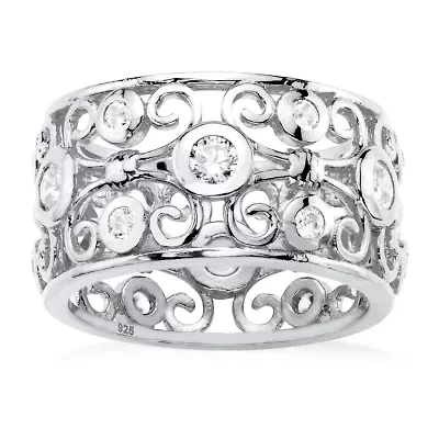 DiamonArt® Womens 1 CT. T.W. White Cubic Zirconia Sterling Silver Cocktail Ring