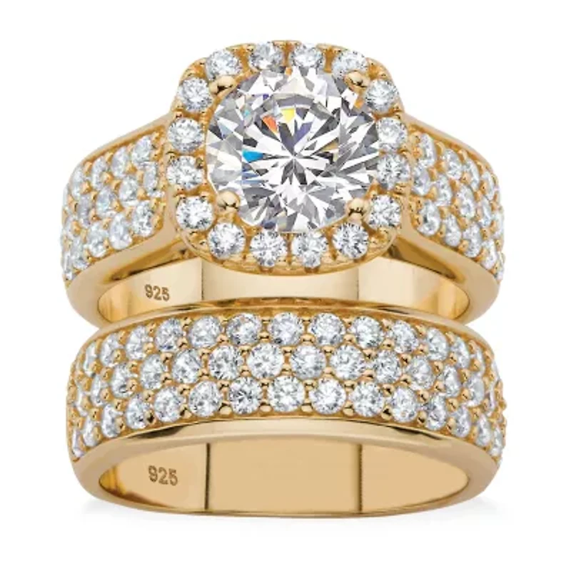 DiamonArt® Womens 1/ CT. T.W. White Cubic Zirconia 14K Gold Over Silver Bridal Set