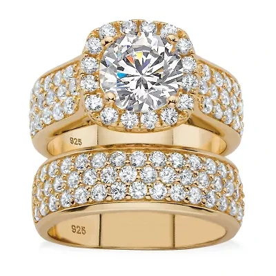 DiamonArt® Womens 1/ CT. T.W. White Cubic Zirconia 14K Gold Over Silver Bridal Set