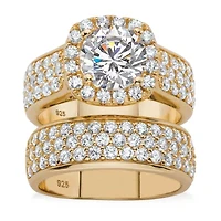 DiamonArt® Womens 1/ CT. T.W. White Cubic Zirconia 14K Gold Over Silver Bridal Set