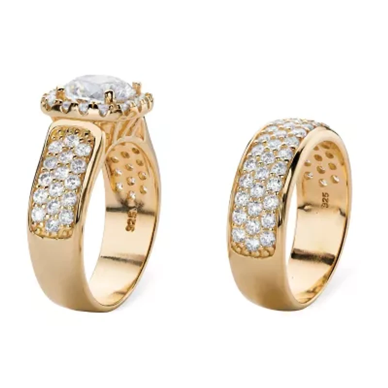 DiamonArt® Womens 1/ CT. T.W. White Cubic Zirconia 14K Gold Over Silver Bridal Set