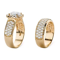 DiamonArt® Womens 1/ CT. T.W. White Cubic Zirconia 14K Gold Over Silver Bridal Set