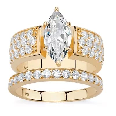 DiamonArt® Womens 3 CT. T.W. White Cubic Zirconia 14K Gold Over Silver Bridal Set
