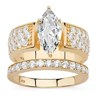 DiamonArt® Womens 3 CT. T.W. White Cubic Zirconia 14K Gold Over Silver Bridal Set