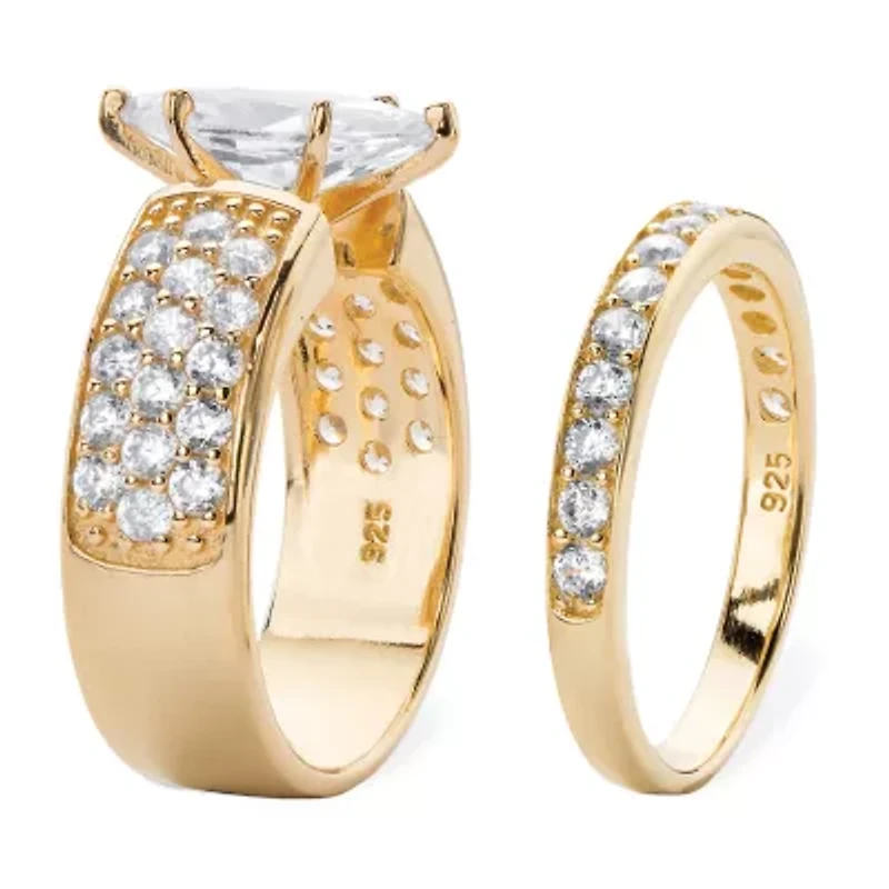 DiamonArt® Womens 3 CT. T.W. White Cubic Zirconia 14K Gold Over Silver Bridal Set