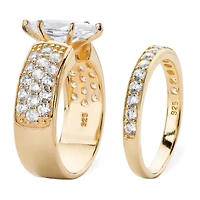 DiamonArt® Womens 3 CT. T.W. White Cubic Zirconia 14K Gold Over Silver Bridal Set