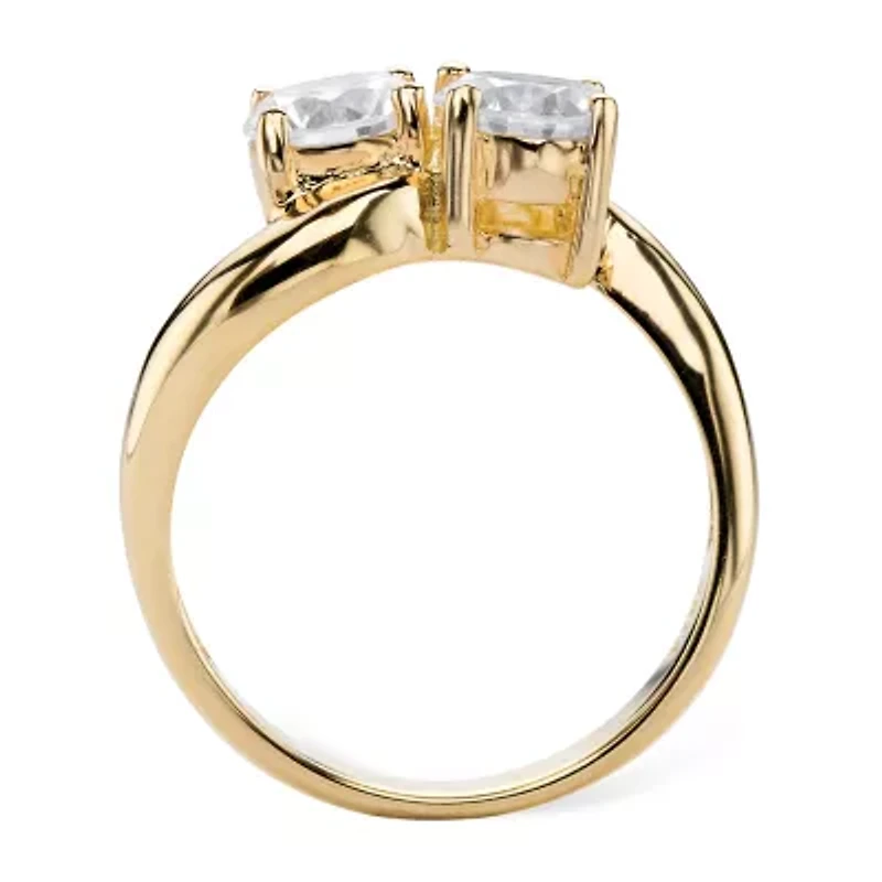 DiamonArt® Womens 2 CT. T.W. White Cubic Zirconia 14K Gold Over Silver Cocktail Ring