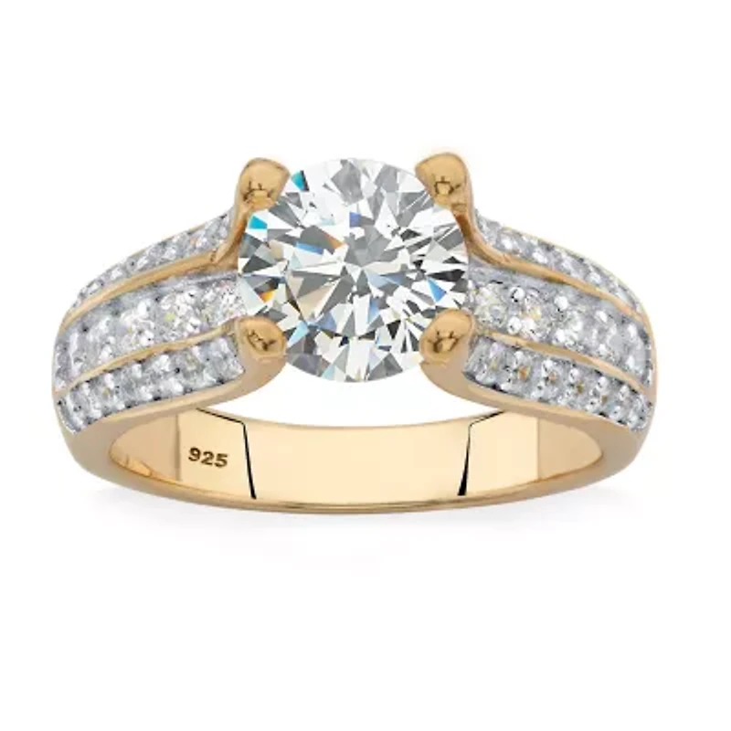 DiamonArt® Womens 2 / CT. T.W. White Cubic Zirconia 14K Gold Over Silver Engagement Ring