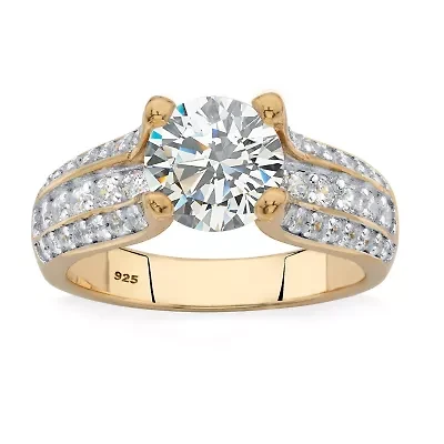 DiamonArt® Womens 2 3/4 CT. T.W. White Cubic Zirconia 14K Gold Over Silver Engagement Ring