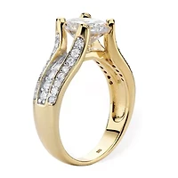 DiamonArt® Womens 2 / CT. T.W. White Cubic Zirconia 14K Gold Over Silver Engagement Ring