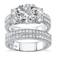 DiamonArt® Womens / CT. T.W. White Cubic Zirconia Platinum Over Silver Bridal Set
