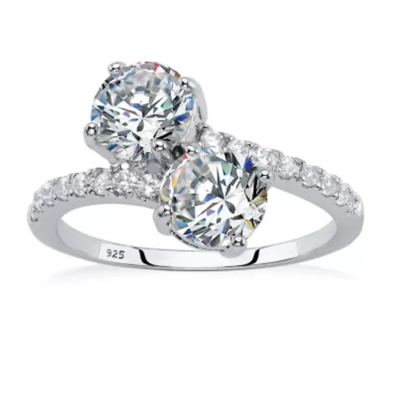 DiamonArt® Womens CT. T.W. White Cubic Zirconia Sterling Silver Cocktail Ring