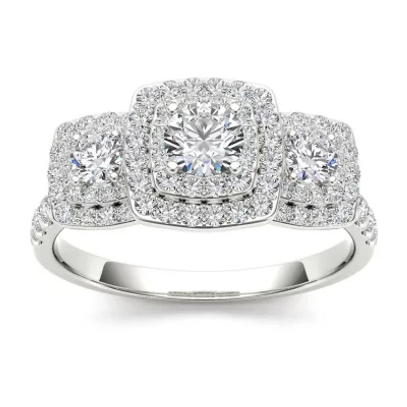1 CT.T.W. Natural Diamond 10K White Gold Engagement Ring