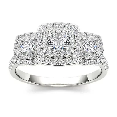 1 CT.T.W. Natural Diamond 10K White Gold Engagement Ring