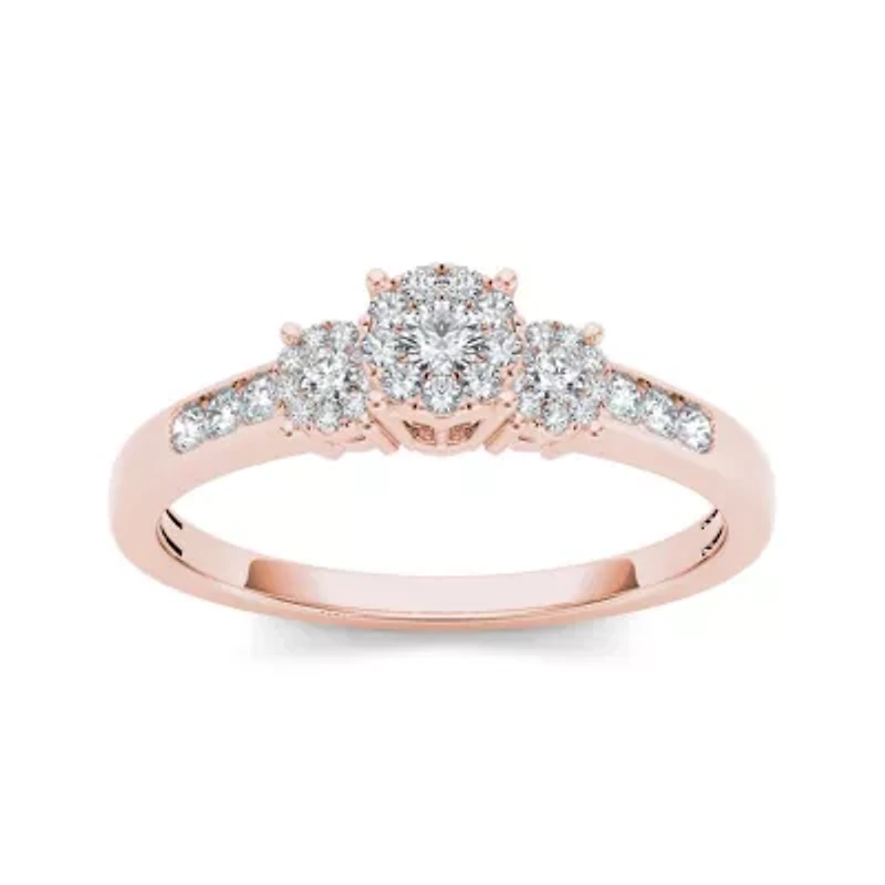 1/3 CT.T.W. Natural Diamond 10K Rose Gold Engagement Ring
