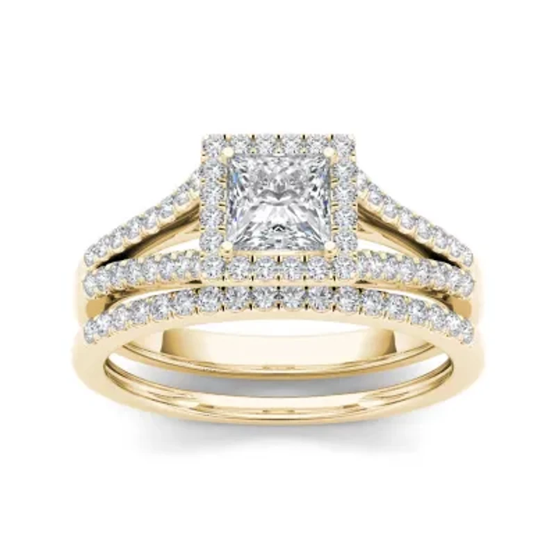 1 CT.T.W. Natural Diamond 10K Yellow Gold Bridal Ring Set