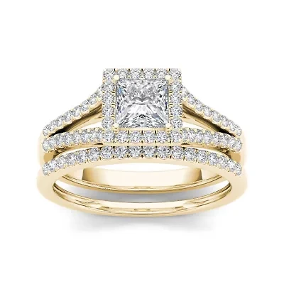 1 CT.T.W. Natural Diamond 10K Yellow Gold Bridal Ring Set