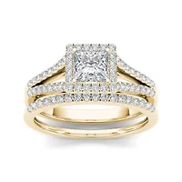 1 CT.T.W. Natural Diamond 10K Yellow Gold Bridal Ring Set