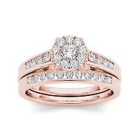 1/2 CT.T.W. Natural Diamond 10K Rose Gold Bridal Ring Set