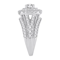 Womens 2 CT. T.W. Natural White Diamond 10K Gold Cushion Halo Engagement Ring