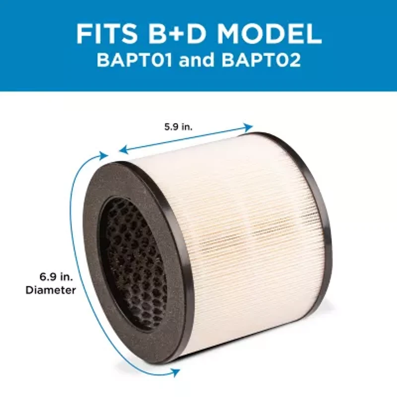 Black+Decker Replacement 3-Stage HEPA Filter for Air Purifiers