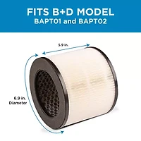 Black+Decker Replacement 3-Stage HEPA Filter for Air Purifiers