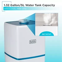 Black+Decker 1.32-Gallon Ultrasonic Humidifier - Cool Mist