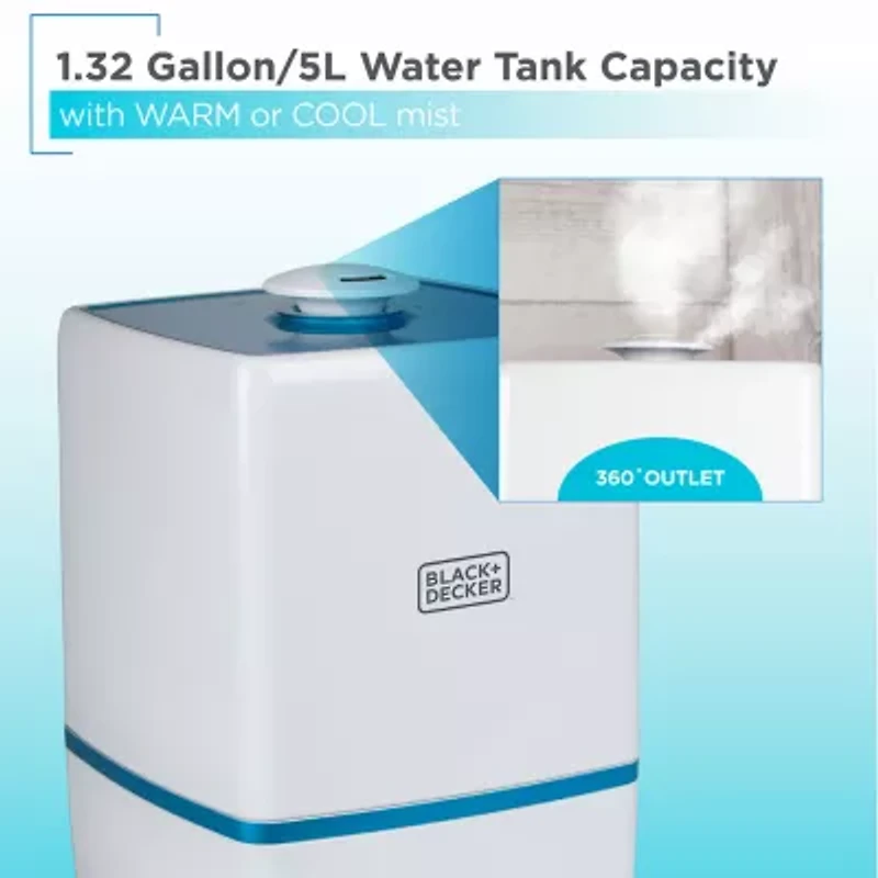 Black+Decker 1.32-Gallon Ultrasonic Humidifier - Cool & Warm Mist