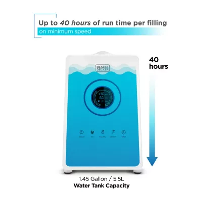 Black+Decker 1.45 Gallon Cool Mist Ultrasonic Humidifier with Remote