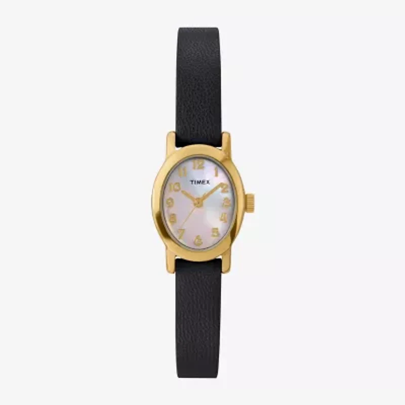 Timex Womens Black Leather Strap Watch Tw2w82600jt