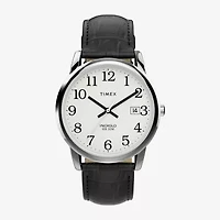 Timex Mens Black Leather Strap Watch Tw2w95400jt