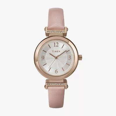 Timex Womens Silver Tone Leather Strap Watch Tw2w96300jt